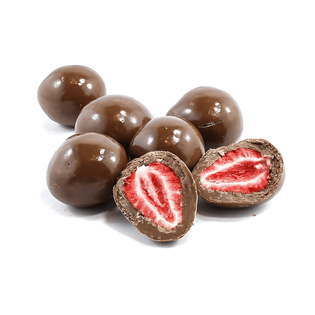 Gefriergetrocknete Erdbeeren in Vollmilchschokolade - Kischmisch