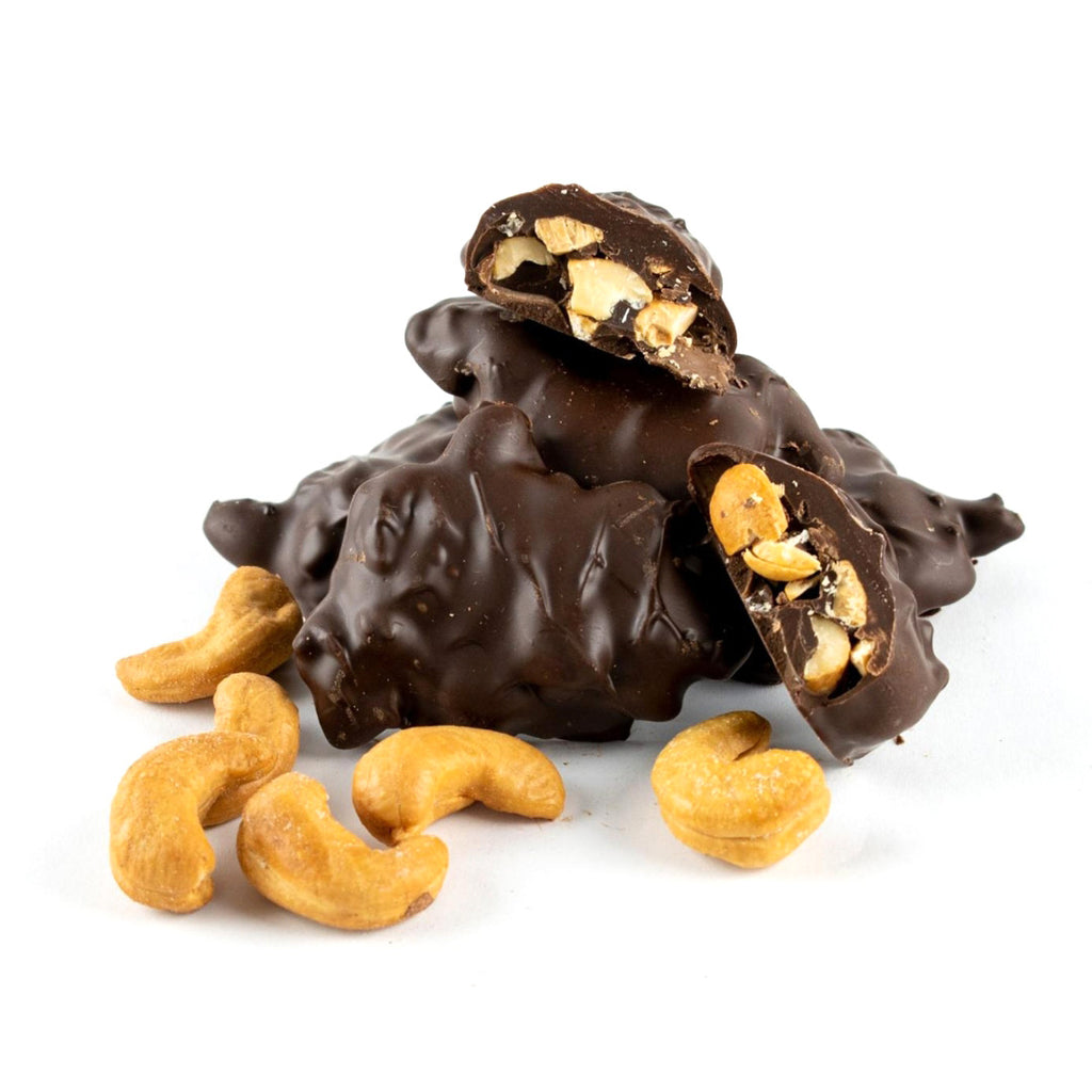 Handgemachte dunkle Schokolade mit 30% Cashewanteil