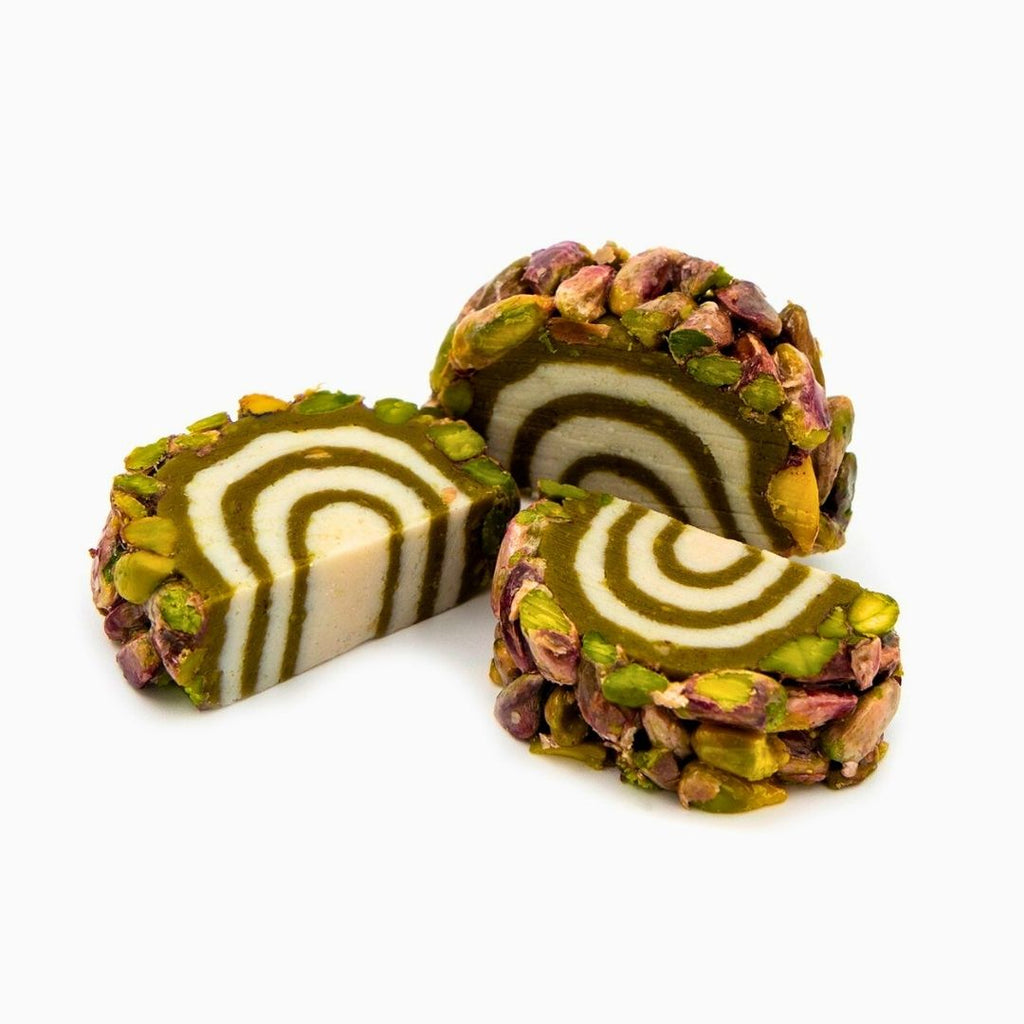 Arabischer Marzipan Halbmond mit feinsten Pistazien - Kischmisch.de
