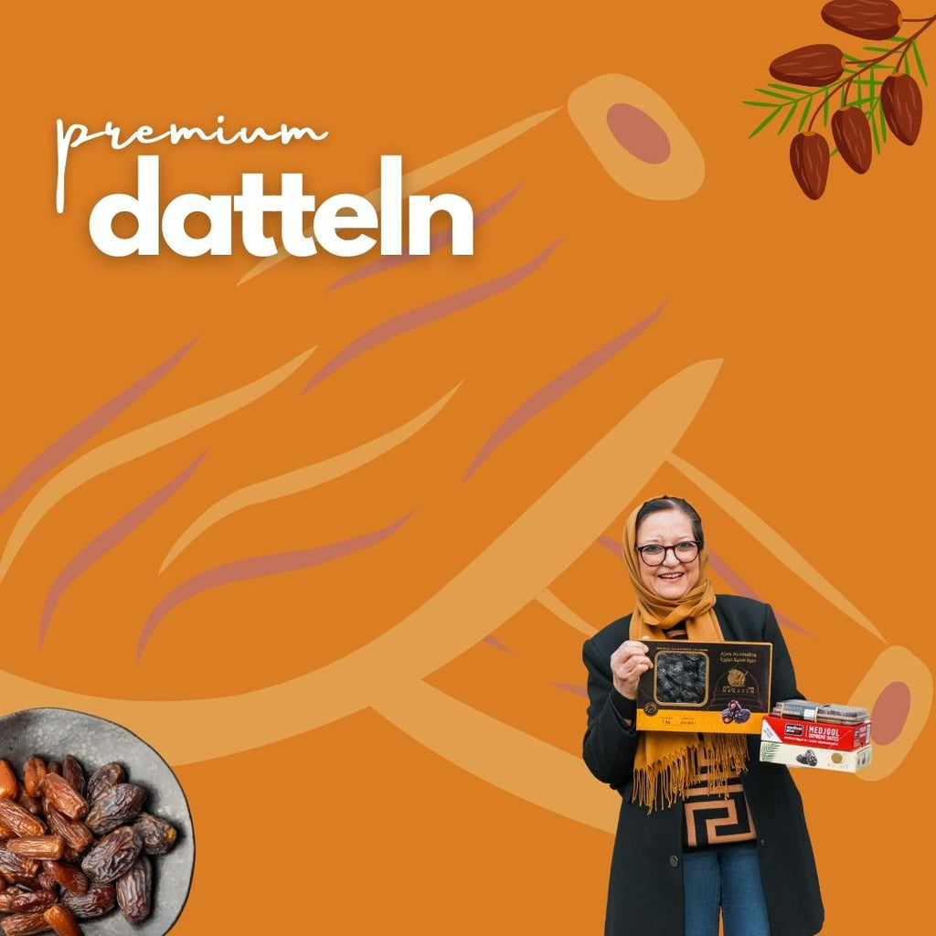 Premium Datteln Banner mit Frau