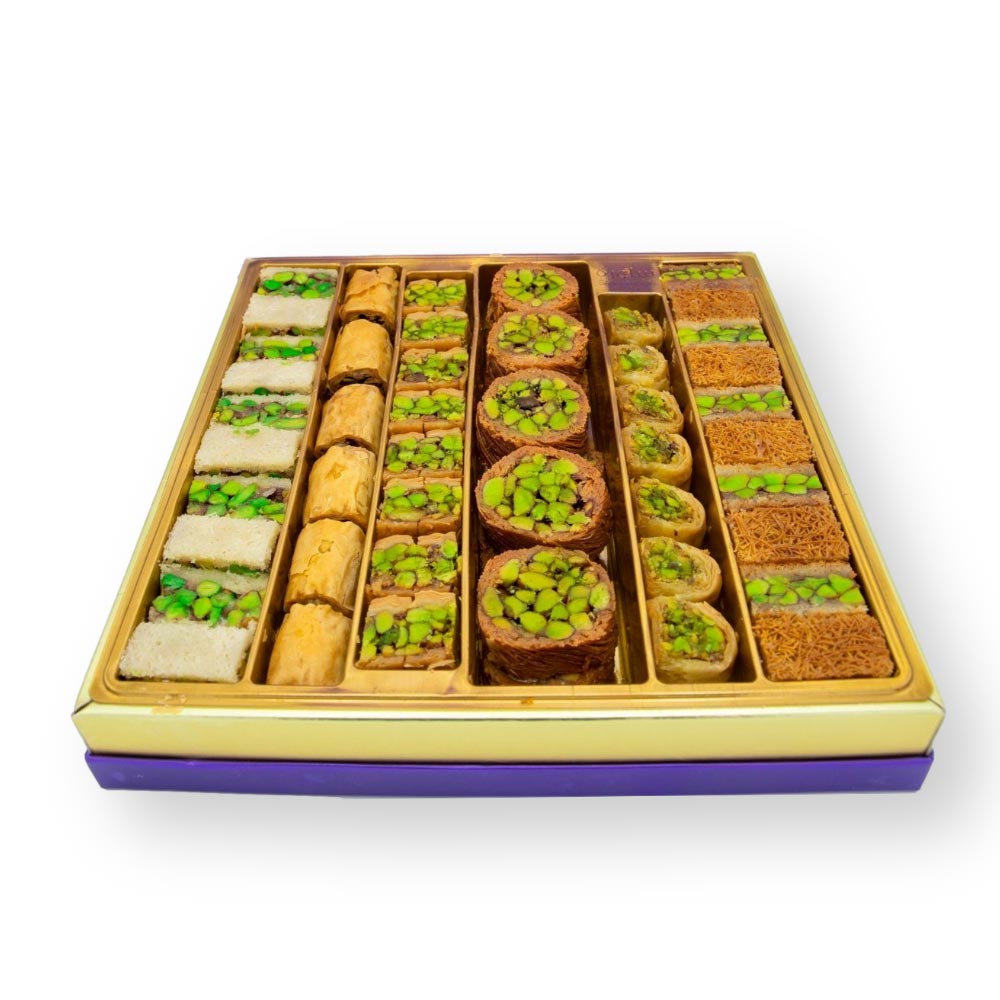 Feinster arabischer Baklava Mix mit Pistazien in großer Verpackung  - Kischmisch