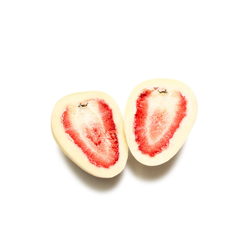 Gefriergetrocknete Erdbeeren in weißer Schokolade - Kischmisch
